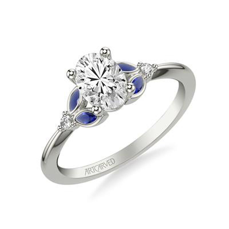 Sallie. Artcarved Sapphire & Diamond Floral Accent Semi-Mount in 14k White Gold image number null
