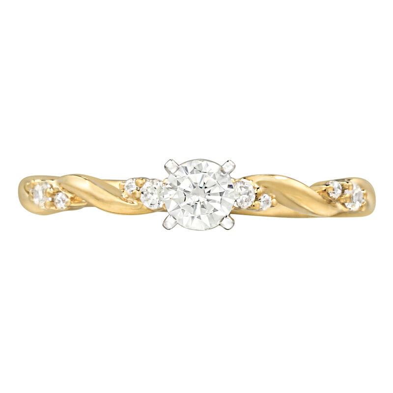 Round Lab Grown Diamond 1/3ctw. Twist Engagement Ring in 10k Yellow Gold image number null