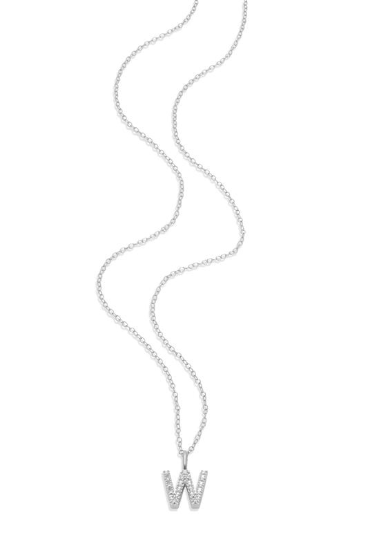 Lab Grown Diamond Letter W Initial Pendant Necklace in Sterling Silver image number null