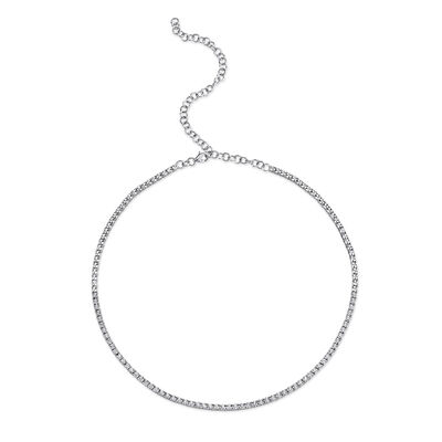 Shy Creation 0.95ctw. Diamond Tennis Necklace in 14k White Gold