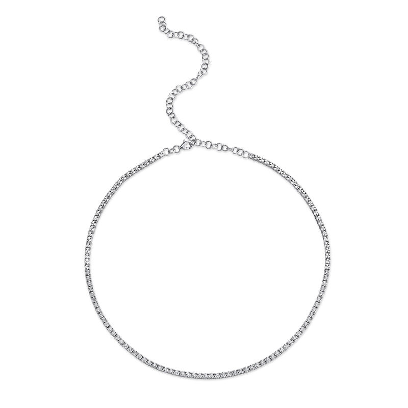 Shy Creation 0.95ctw. Diamond Tennis Necklace in 14k White Gold image number null