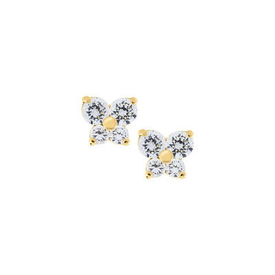 Baby & Children's White Crystal Butterfly Stud Earrings in 14k Yellow Gold