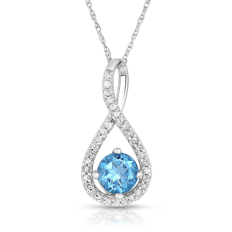 Blue Topaz & Diamond Infinity Drop Pendant in Sterling Silver image number null