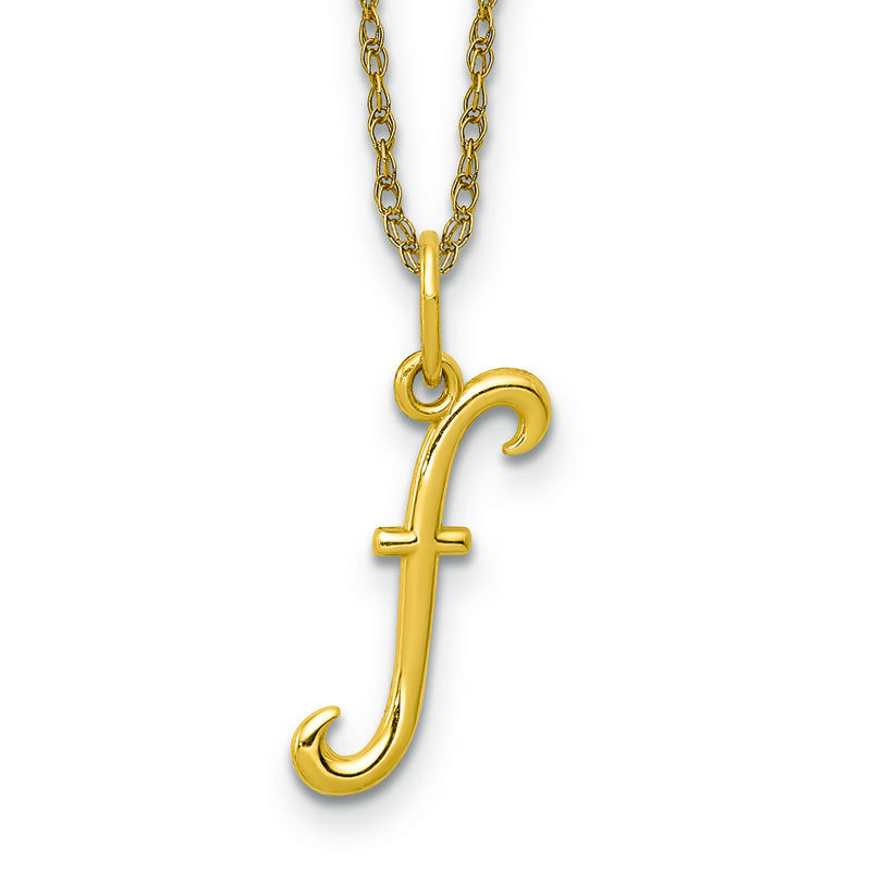 Script F Initial Necklace in 14k Yellow Gold image number null