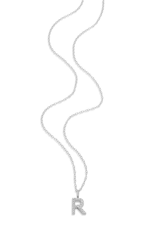 Lab Grown Diamond Letter R Initial Pendant Necklace in Sterling Silver image number null