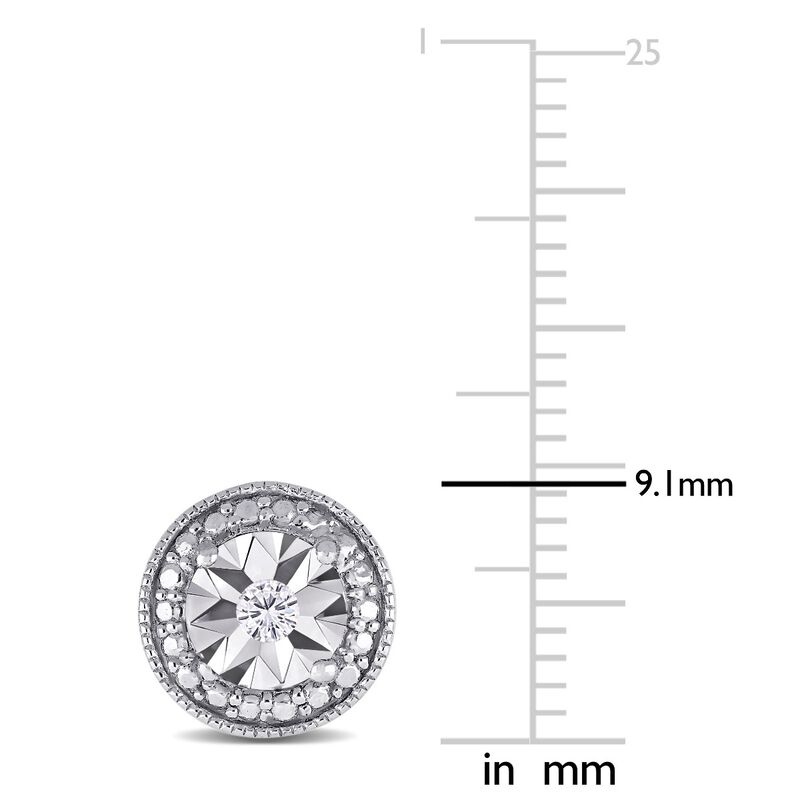 Diamond Milgrain Stud Earrings in Sterling Silver image number null
