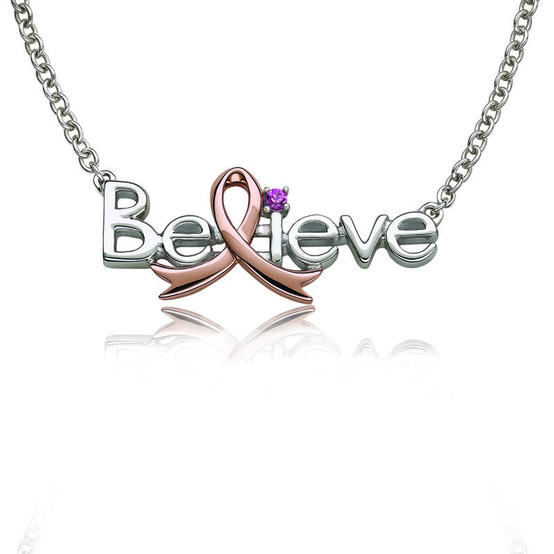 Promise Of Hope 'Believe' Pink Gemstone Pendant Necklace image number null