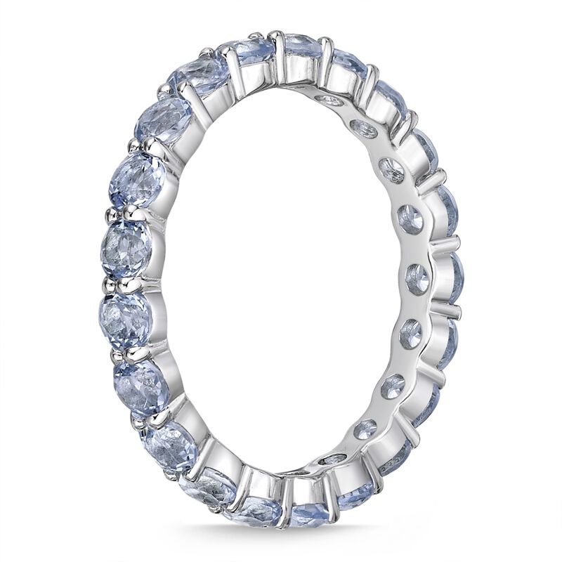 Created Aquamarine Eternity Band in Sterling Silver image number null