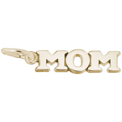 Mom Letter Charm in 14k Yellow Gold