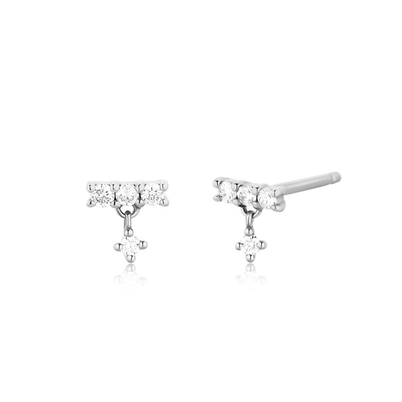 Diamond Dangle Stud Earrings in 14k White Gold