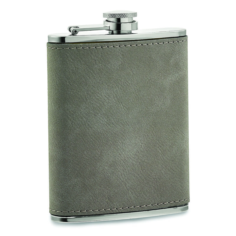 Grey Leatherette Box, Flask & 2 Cups Gift Set image number null