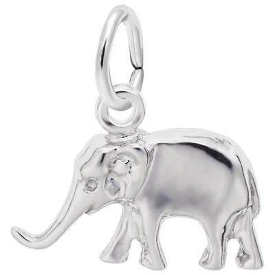 Elephant Charm in 14K White Gold