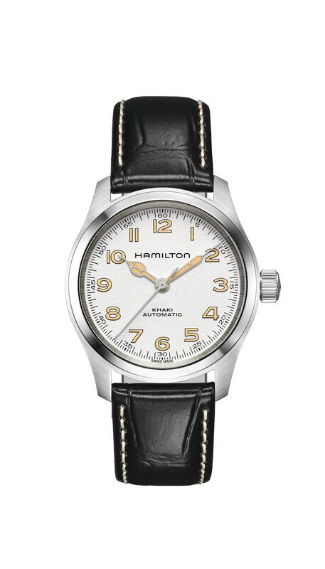 Hamilton Men's Khaki Field Murph Automatic White Dial Black Leather Strap Watch 38mm Watch H70405710 image number null
