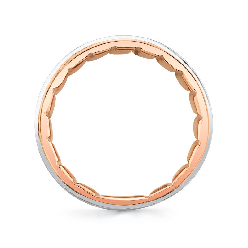 Men's MFIT 7mm Band with White Satin Center in 10k Rose Gold image number null