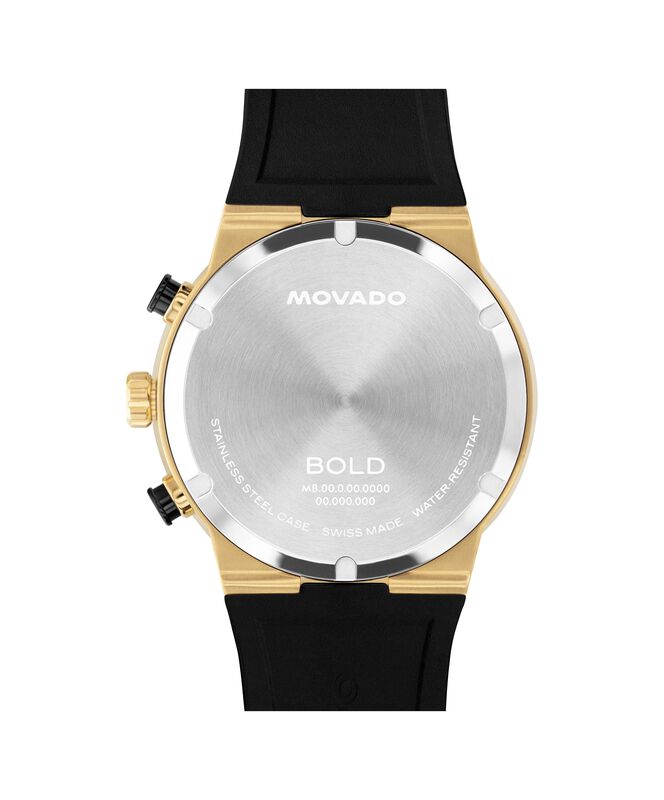Movado BOLD Fusion Chronograph Black Dial Yellow Gold Tone Case 3601307 image number null