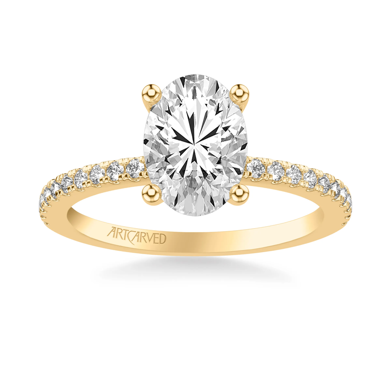 Sybil. Artcarved Oval Diamond Hidden Collar Semi-Mount in 14k Yellow Gold image number null