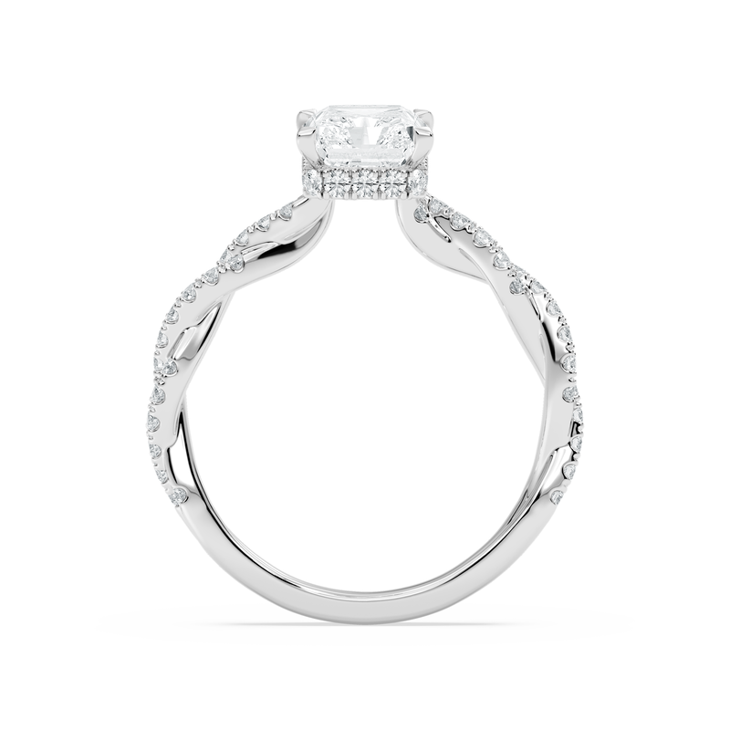 Radiant Lab Grown Diamond 2 1/2ctw. Hidden Halo Twist Bridal Engagement Ring in 14k White Gold image number null