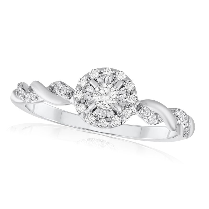 Brilliant-Cut .25ctw. Diamond Halo Promise Ring in 10k White Gold image number null