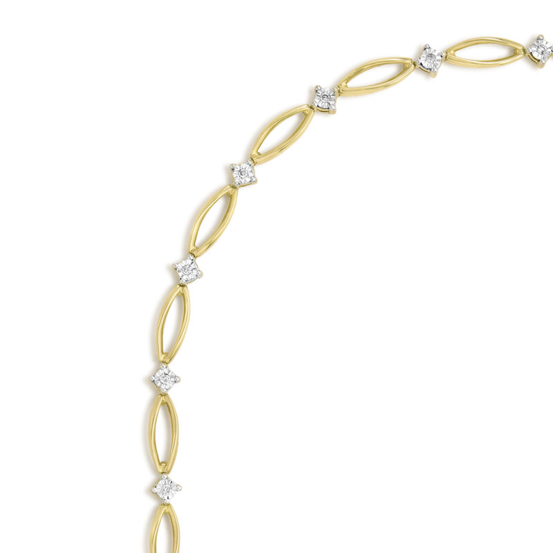 Marquise-Shape Diamond Link Bracelet in 10k Yellow Gold image number null