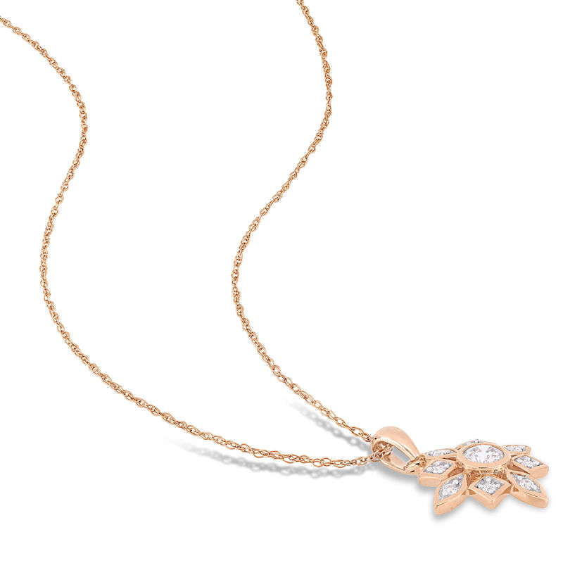 Everly Floral-Inspired 1/3ctw. Diamond Fashion Pendant in 10k Rose Gold image number null