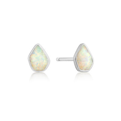 Opal Pear Stud Earrings in Sterling Silver