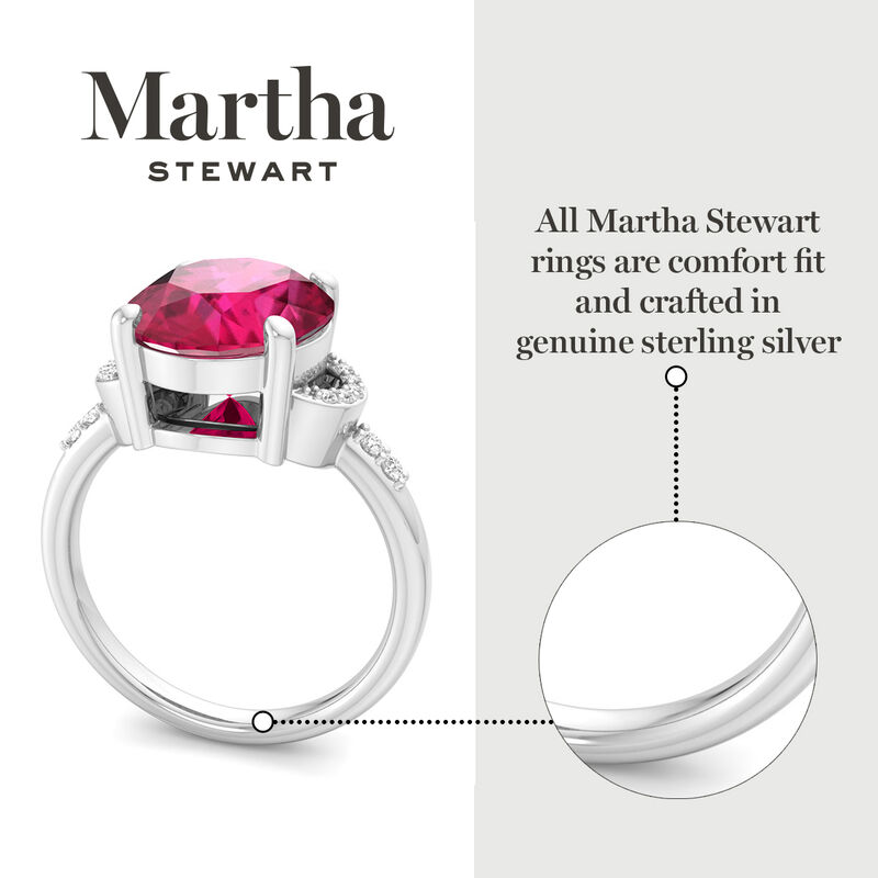Martha Stewart Oval Ruby and Lab Grown Diamond Ring in Sterling Silver image number null