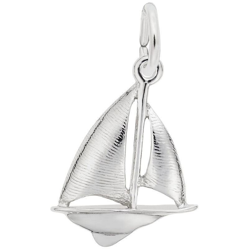 Sailboat Charm in 14K White Gold image number null