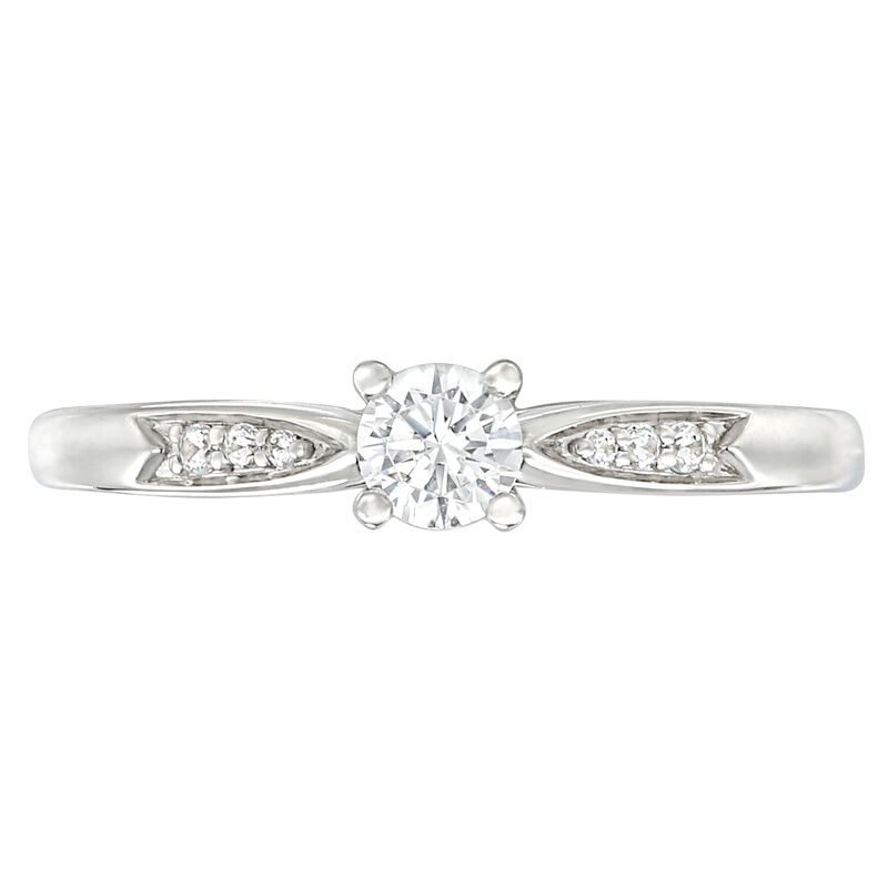 Round Natural Diamond 1/4ctw. Simple Diamond Shank Promise Ring in 10k White Gold image number null