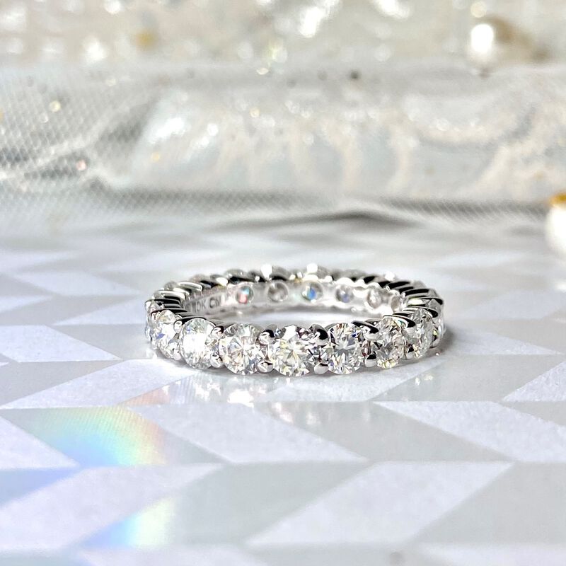 Round Moissanite Eternity Ring in 10k White Gold image number null