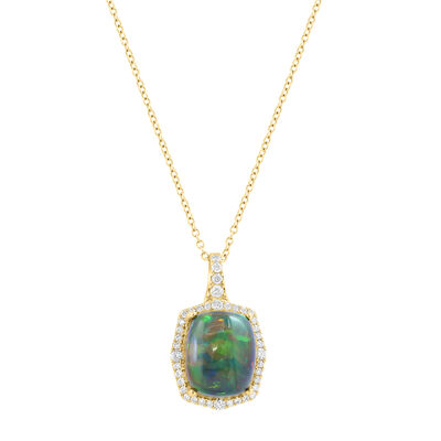 EFFY Black Opal & Diamond Pendant in 14k Yellow Gold