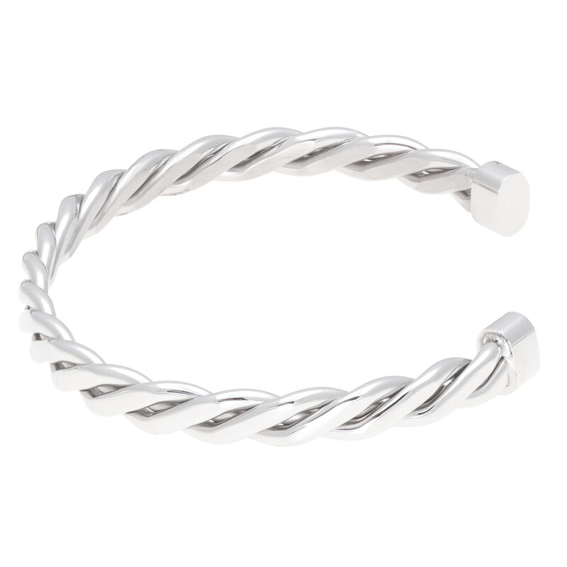 Men's 6mm Twist Cuff Bracelet in Stainless Steel image number null