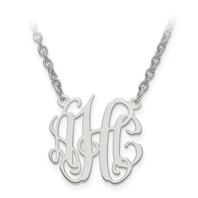 Laser Circular Shaped 18x19 Monogram Plate Pendant in Sterling Silver (up to 3 letters) image number null