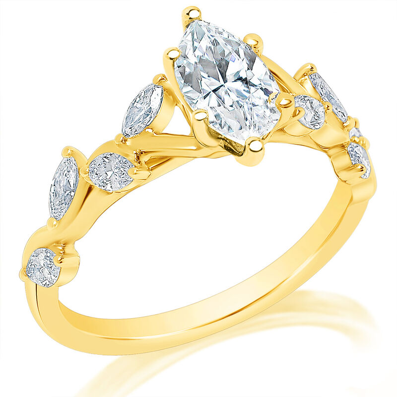 Marquise-Cut 1 1/2ctw. Diamond Leaf Engagement Ring in 14k Yellow Gold image number null