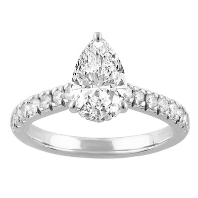 Pear-Shaped Lab Grown 2ctw. Diamond Classic Engagement Ring in 14k White Gold