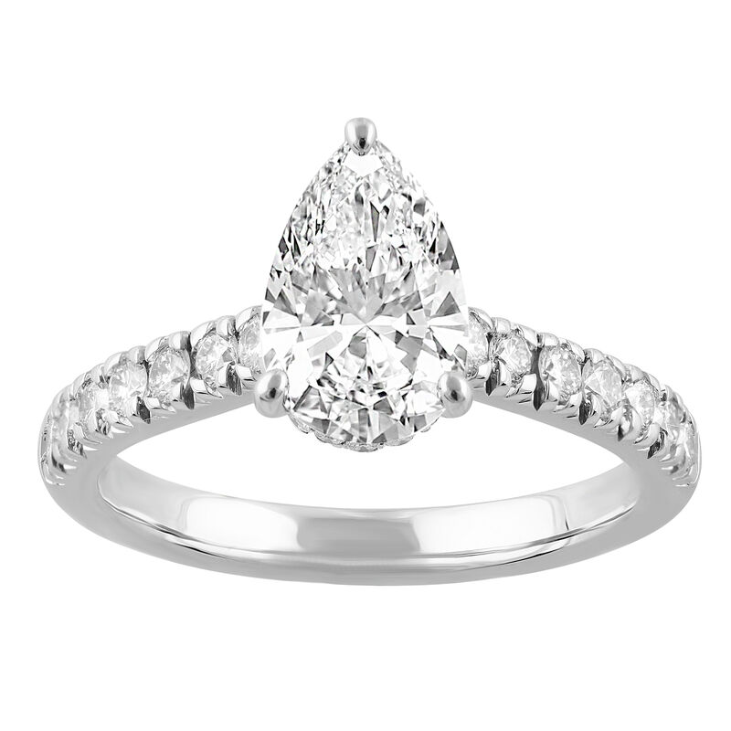 Pear-Shaped Lab Grown 2ctw. Diamond Classic Engagement Ring in 14k White Gold image number null