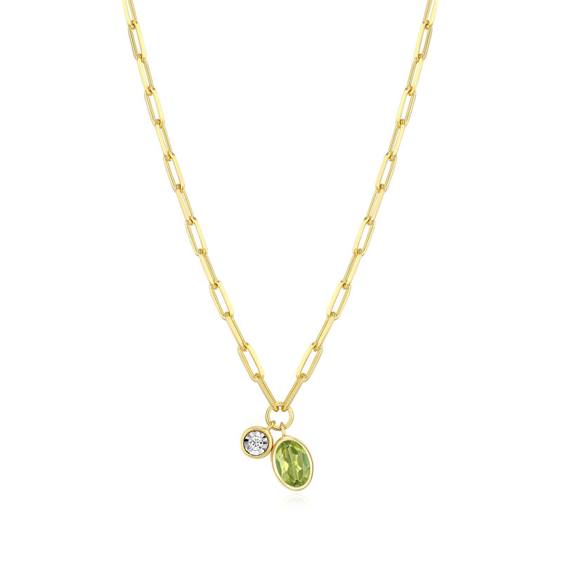 Created Peridot & Lab Grown Diamond Necklace in Gold Plated Sterling Silver image number null
