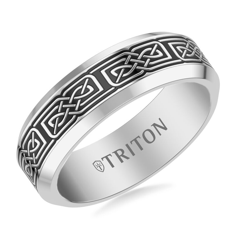 Triton Men's Tungsten Wedding Ring with Celtic Design (7mm) image number null