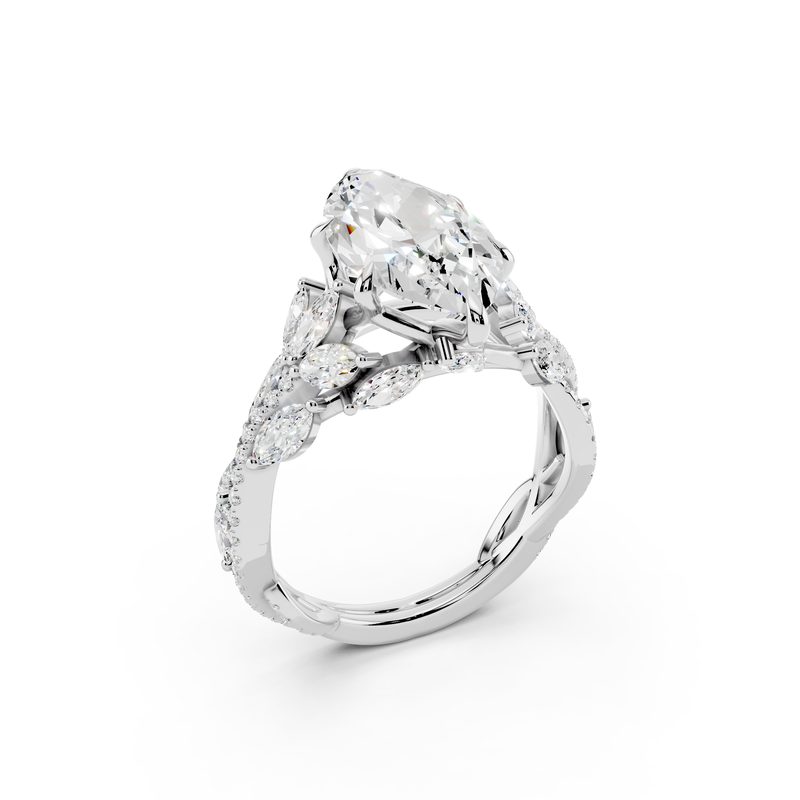 Marquise Lab Grown Diamond 4 4/5ctw. Twist Engagement Ring in 14k White Gold image number null