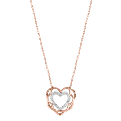 Hope & Love Diamond Heart Pendant in 10k Rose Gold