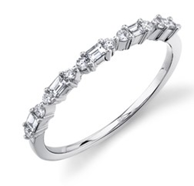 Shy Creation Brilliant & Baguette-Cut 1/4ctw. Diamond Anniversary Band in 14k White Gold image number null