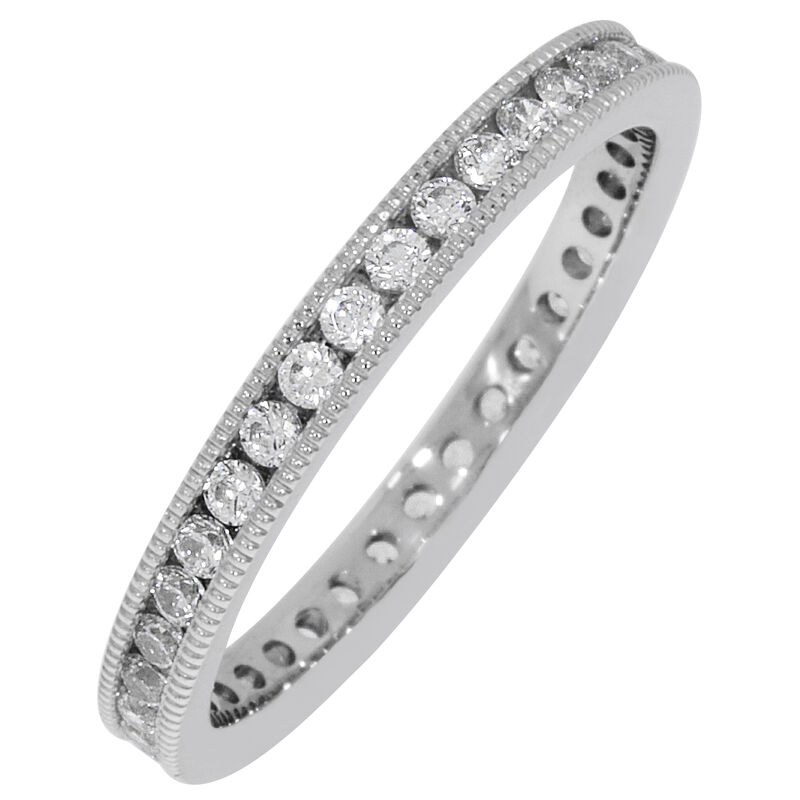 Round Milgrain Edge 1/2ctw. Eternity Band in 14K White Gold (GH, SI) image number null