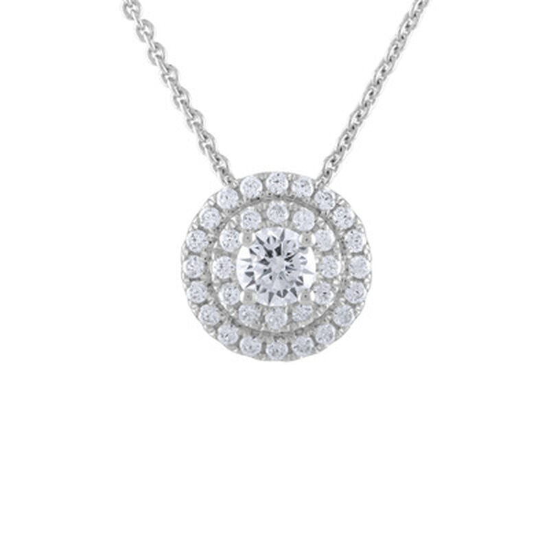 Lab Grown 5/8ct. Diamond Double Halo Pendant in 14k White Gold image number null