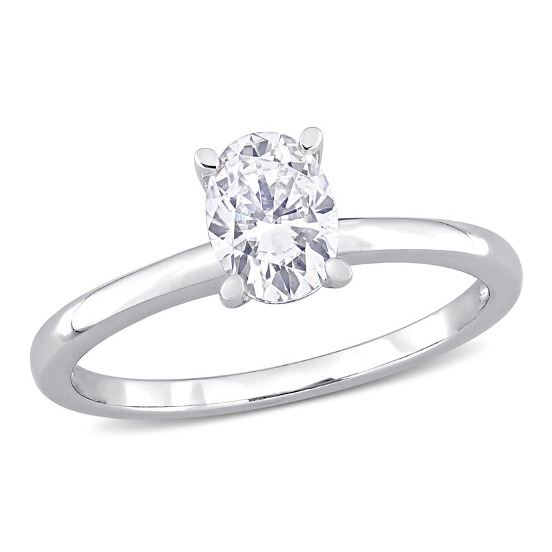 Oval-Cut 1ctw Created Moissanite Solitaire Engagement Ring in Sterling Silver image number null