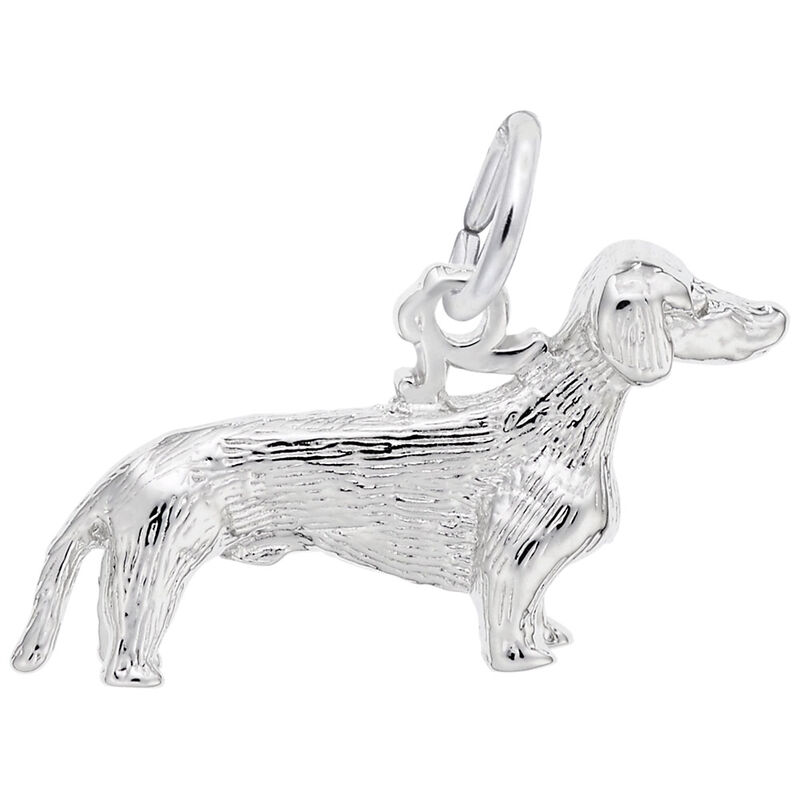 Dachshund Charm in 14K White Gold image number null