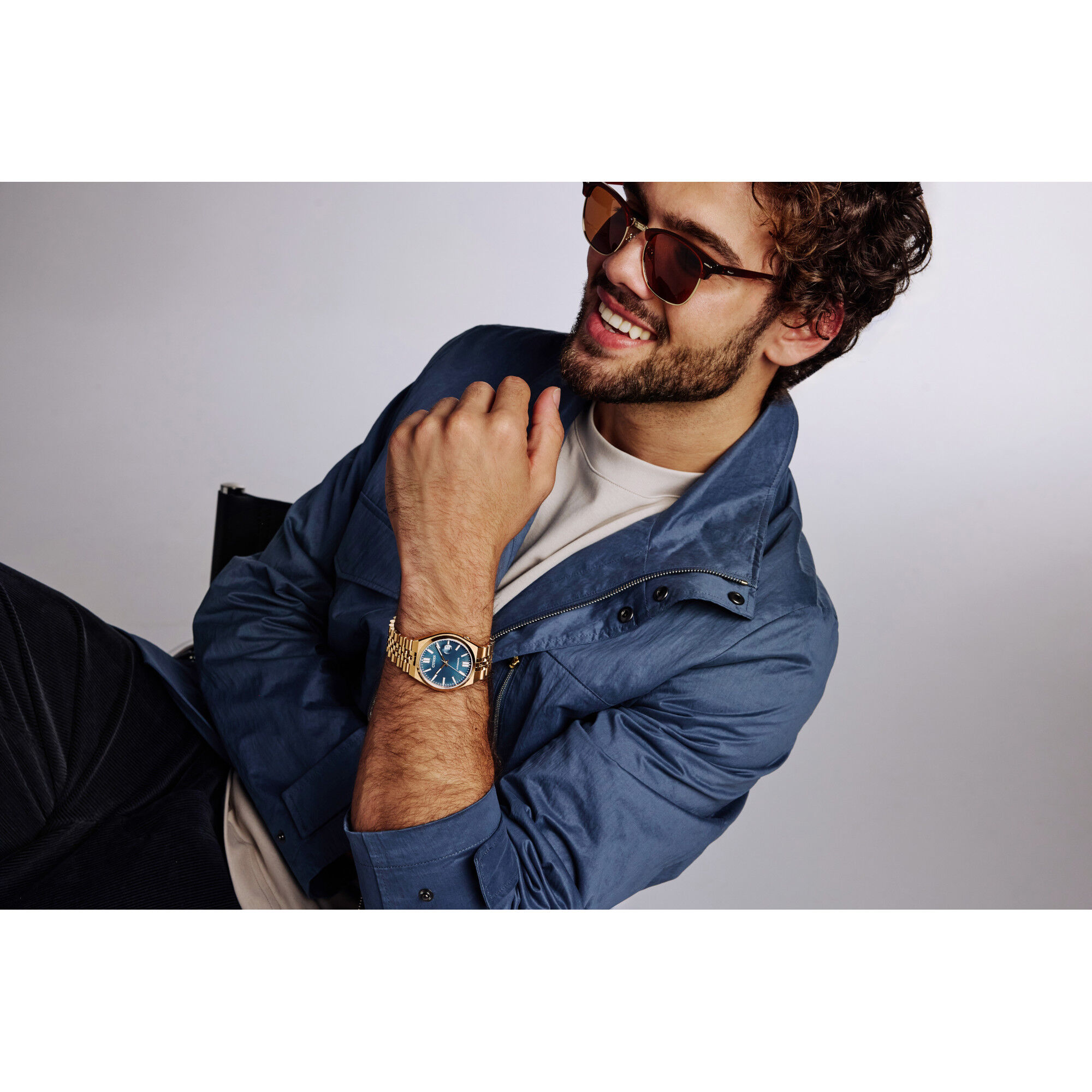 Citizen TSUYOSA 60 Automatic Blue Dial Rose Gold Tone NK0023-57L