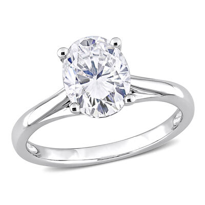 Created Oval-Cut Moissanite Solitaire Ring in 14k White Gold