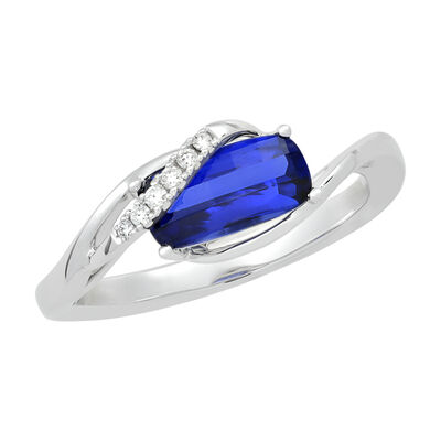 Chatham Cushion-Cut Created Sapphire Ring in 14k White Gold