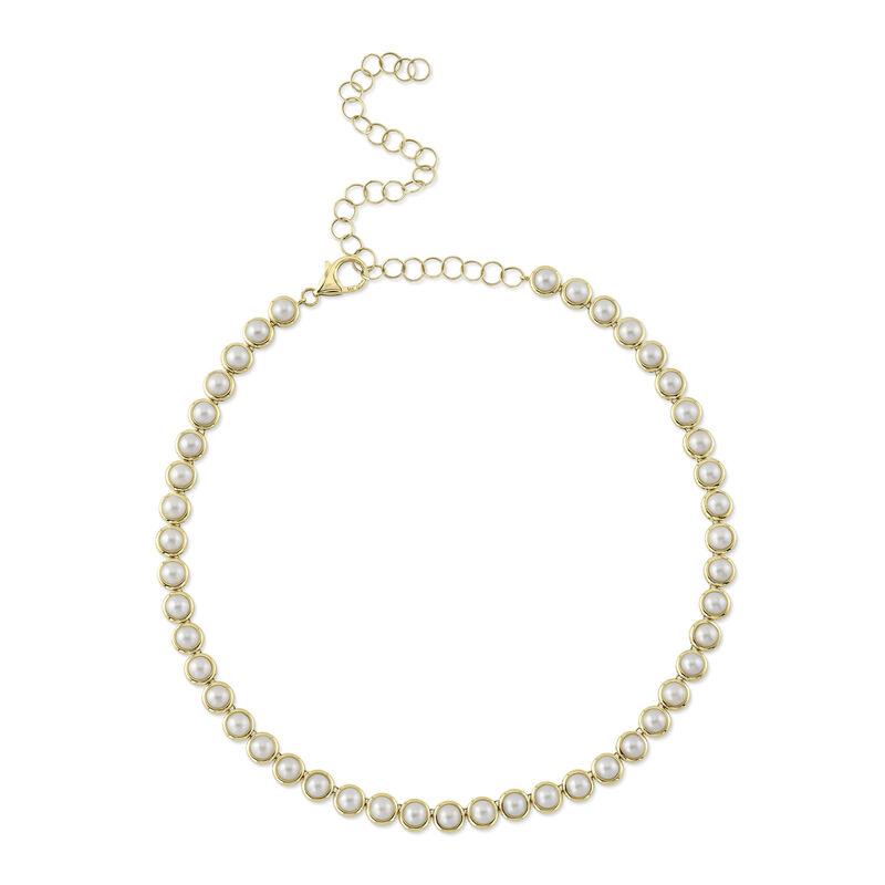 Shy Creation Diamond Tennis Necklace in 14k Yellow Gold image number null