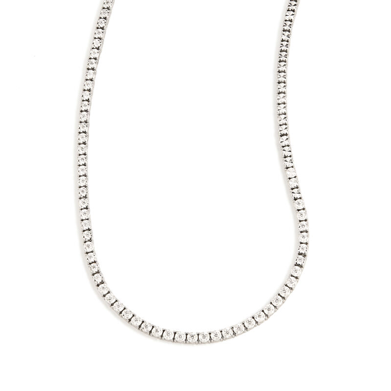 Shy Creation 0.95ctw. Diamond Tennis Necklace in 14k White Gold image number null