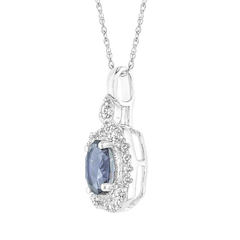 Iolite & Diamond Oval Pendant in 10k White Gold image number null